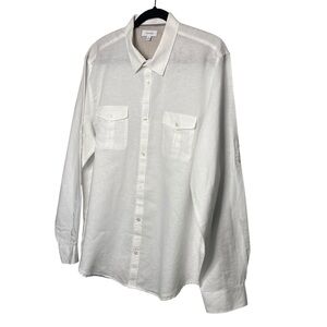 Calvin Klein white breathable linen/cotton long sleeve button down shirt-SZ-XL